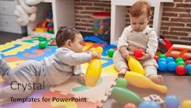  Presentation with babies - Slide set enhanced with two-adorable-babies-playing background and a coral colored foreground