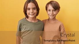  Presentation with positive attitude - Presentation theme enhanced with two-adorable-boys-standing and a coral colored foreground