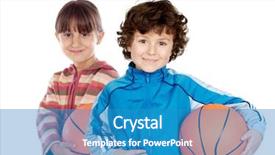  Presentation with basketball - PPT layouts consisting of two adorable children with basketball background and a teal colored foreground