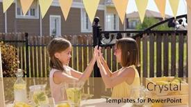  Presentation with lemons - Colorful slides enhanced with two-adorable-girls-playing backdrop and a coral colored foreground