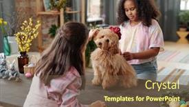  Presentation with intercultural - Slide deck enhanced with two-adorable-intercultural-little-girls background and a tawny brown colored foreground