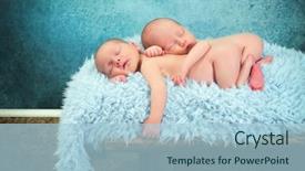  Presentation with newborn babies - Audience pleasing theme consisting of two adorable newborn twin babies backdrop and a light blue colored foreground
