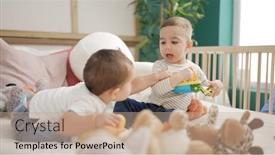  Presentation with toddlers - Slides featuring two-adorable-toddlers-sitting background and a  colored foreground