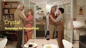  Presentation with senior living - Presentation with two-affectionate-senior-couples-dancing background and a tawny brown colored foreground