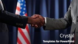  Presentation with leaders - Presentation theme with two-african-american-male-delegates background and a wine colored foreground
