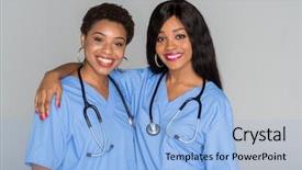  Presentation with elementary school african american female - Theme having two african american nurses working background and a  colored foreground