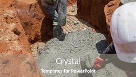  Presentation with concrete construction - PPT theme featuring two-african-american-workers background and a  colored foreground
