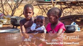  Presentation with african children - Presentation design having two-african-children background and a coral colored foreground