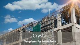  Presentation with construction - Slide set with two-african-construction-workers-climbed background and a gray colored foreground