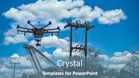  Presentation with uav - Presentation design with two-african-electricians-working background and a teal colored foreground