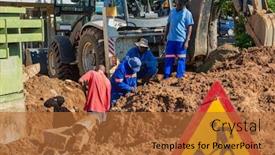  Presentation with water supply engineering - Presentation enhanced with two-african-repairman-attending background and a red colored foreground