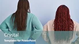  Presentation with octagon two mma fighters standing - Presentation theme having two-african-woman-standing-over background and a seafoam green colored foreground