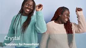  Presentation with blue music - Presentation theme consisting of two-african-woman-standing-over background and a seafoam green colored foreground