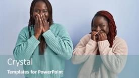  Presentation with scandal - Presentation theme enhanced with two-african-woman-standing-over background and a seafoam green colored foreground