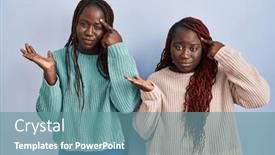  Presentation with think - Presentation theme enhanced with two-african-woman-standing-over background and a seafoam green colored foreground