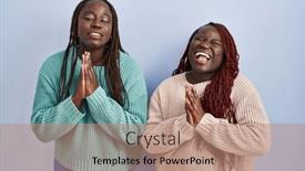  Presentation with hope - PPT theme enhanced with two-african-woman-standing-over background and a coral colored foreground