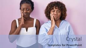  Presentation with women - Slide set enhanced with two-african-women-standing-over background and a light blue colored foreground