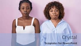  Presentation with puffing - PPT layouts featuring two-african-women-standing-over background and a light blue colored foreground