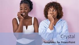  Presentation with pink nails - Presentation theme with two-african-women-standing-over background and a light blue colored foreground