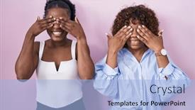  Presentation with blind - Presentation enhanced with two-african-women-standing-over background and a  colored foreground