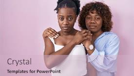  Presentation with pink simple - Slides consisting of two-african-women-standing-over background and a lemonade colored foreground