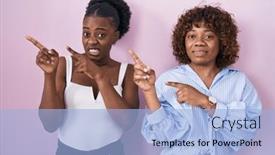  Presentation with women - Presentation theme having two-african-women-standing-over background and a  colored foreground