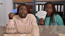  Presentation with business women - PPT theme with two-african-women-working background and a  colored foreground