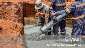  Presentation with concrete construction - Slide deck consisting of two-african-workers-pouring-concrete background and a  colored foreground
