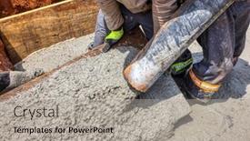  Presentation with concrete construction - Presentation design with two-african-workers-pouring-concrete background and a  colored foreground