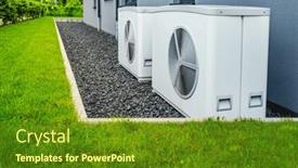  Presentation with energy air - Slide set enhanced with two-air-source-heat-pumps background and a tawny brown colored foreground