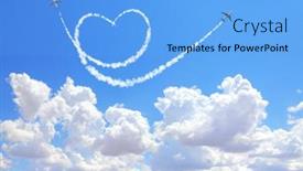  Presentation with love heart - Slide set consisting of two-aircrafts-draw-a-heart background and a light blue colored foreground