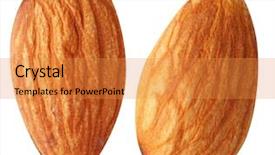  Presentation with almond - Theme consisting of almonds - two almond nuts isolated background and a gold colored foreground