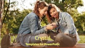  Presentation with trainee nurse sitting by female - PPT theme consisting of two amazed female friends sitting background and a tawny brown colored foreground