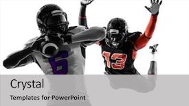  Presentation with football goal post american field - Presentation theme consisting of two american football players quarterback background and a light gray colored foreground