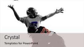  Presentation with american football - Audience pleasing PPT theme consisting of two american football players quarterback backdrop and a light gray colored foreground