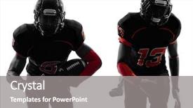  Presentation with grunge american football field - Cool new PPT theme with two american football players running backdrop and a gray colored foreground