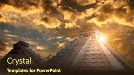  Presentation with world heritage - PPT theme enhanced with two-ancient-mayan-pyramids-kukulcan background and a tawny brown colored foreground