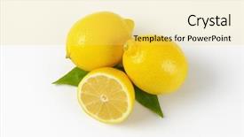  Presentation with lemons - Slide deck enhanced with two and half lemons with leaves on white background background and a yellow colored foreground