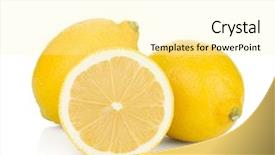  Presentation with lemons - Audience pleasing slides consisting of two and half ripe lemons isolated on white background backdrop and a blonde colored foreground