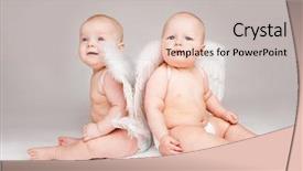  Presentation with angel baby - Colorful presentation theme enhanced with two angelic baby friends backdrop and a soft green colored foreground