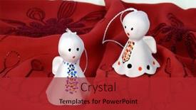  Presentation with ceramics - Slide set enhanced with two angels made of ceramics on a red cloth adorn background and a crimson colored foreground