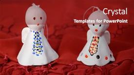  Presentation with angels - Amazing presentation design having two angels made of ceramics on a red cloth backdrop and a tawny brown colored foreground