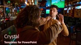  Presentation with angry - Presentation design having two-angry-friends-quarreling background and a wine colored foreground