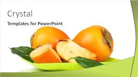  Presentation with green plate - Colorful presentation design enhanced with two-appetizing-persimmons-on-green backdrop and a white colored foreground