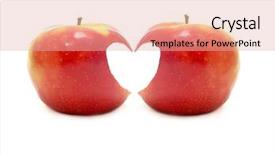  Presentation with cute flower heart - Beautiful PPT theme featuring two apples with cuts forming backdrop and a lemonade colored foreground