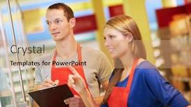  Presentation with inventory - Presentation design featuring two-apprentices-jointly-check background and a coral colored foreground