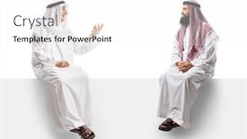  Presentation with arab - Presentation design enhanced with two-arab-men-seated background and a white colored foreground