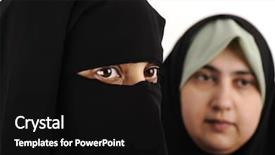  Presentation with woman muslim - Presentation theme having two arab woman muslim background and a black colored foreground