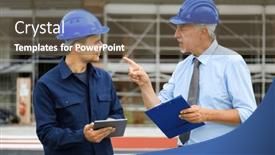  Presentation with building plans - PPT layouts consisting of two-architect-developers-reviewing-building background and a tawny brown colored foreground