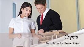  Presentation with architects - Presentation theme having two architects in the office background and a mint green colored foreground